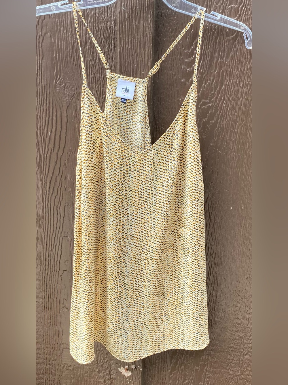 cabi Yellow Printed flowy adjustable strap tank top blouse
